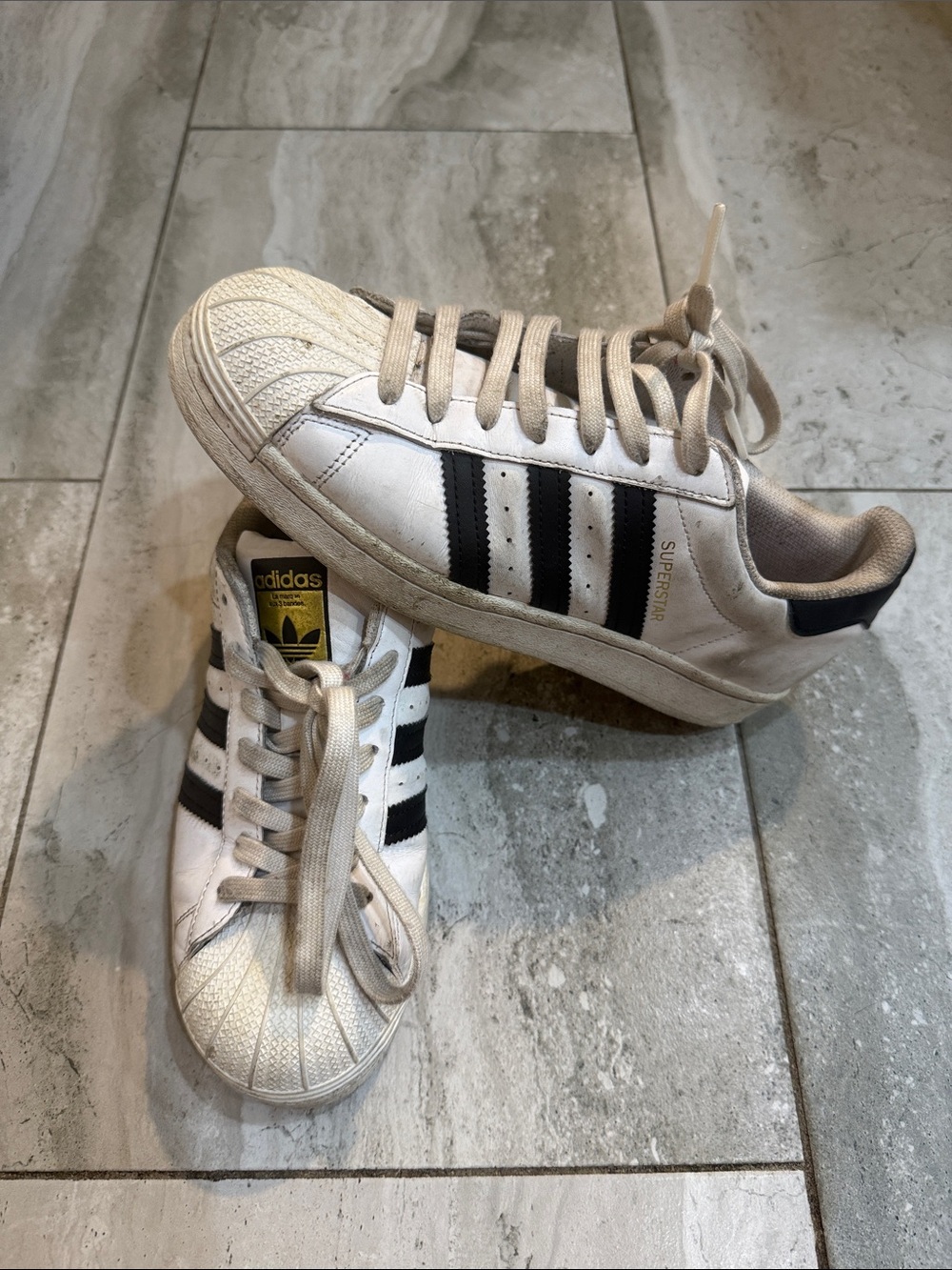adidas White and Black Low-Top Shell Toe Sneakers